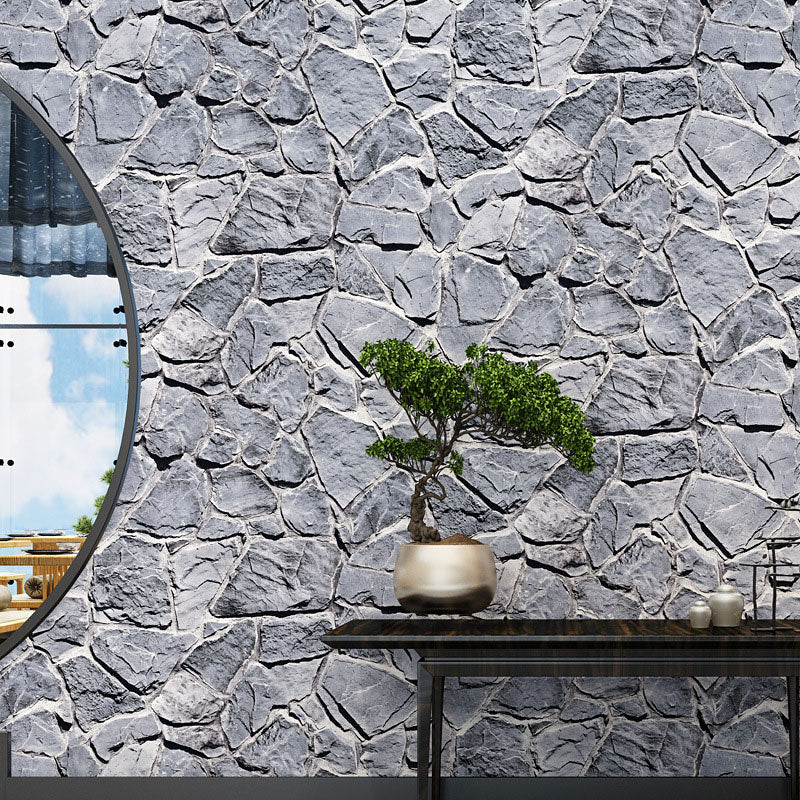Industrial Wallpaper Roll Neutral Color Stacked Stone Wall Art, Non-Pasted, 20.5-inch x 33-foot Grey Clearhalo 'Industrial wall decor' 'Industrial' 'Wallpaper' Wall Decor' 986725