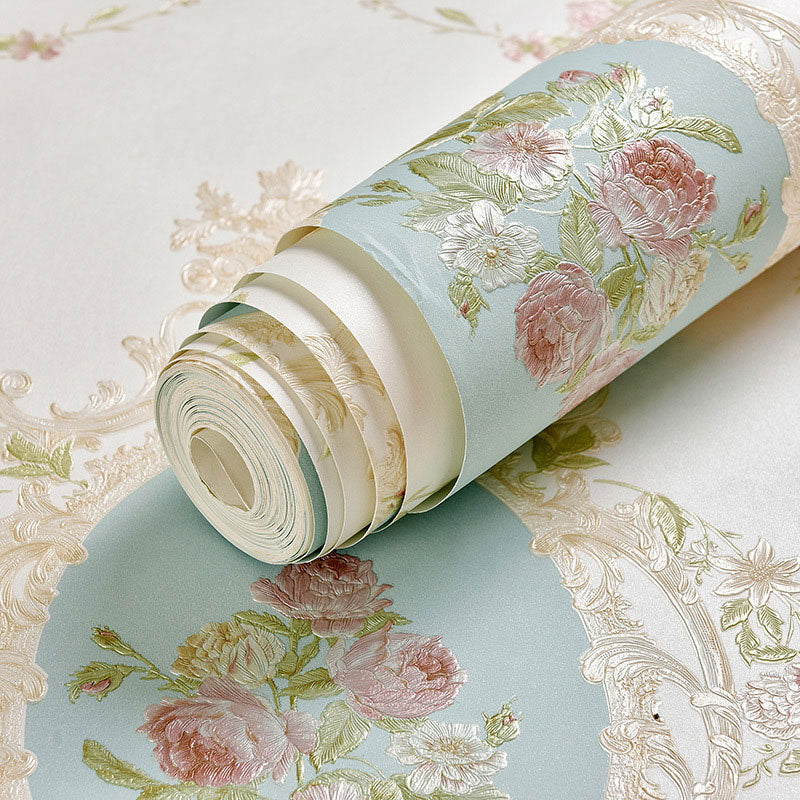 European Damask Design Wall Art Living Room Wallpaper Roll, 33' x 20.5", Non-Pasted Clearhalo 'Country wall decor' 'Rustic' 'Wallpaper' Wall Decor' 986900