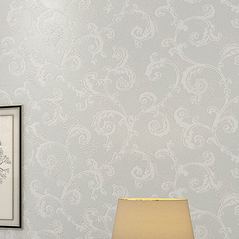 Soft Color Embossed Blossoms Wallpaper Water-Resistant Wall Decor for Bathroom, Non-Pasted Cream Gray Clearhalo 'Country wall decor' 'Rustic' 'Wallpaper' Wall Decor' 986908