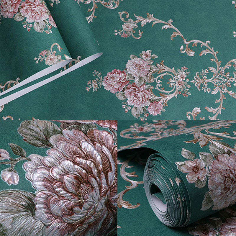 Blossoming Flowers Wall Art Non-Pasted Wallpaper Roll for Dining Room Decor, 20.5" by 33' Clearhalo 'Vintage wall decor' 'Vintage' 'Wallpaper' Wall Decor' 986975