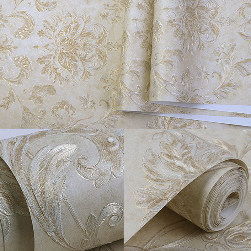 Embossed Damask Design Wall Art Bedroom Decorative European Wallpaper Roll, 20.5"W x 33'L Clearhalo 'Wall Decor' 'Wallpaper' 987054