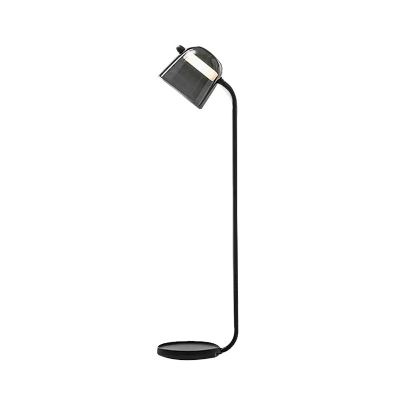 Domed Shade Bedroom Floor Lighting Black Glass Single Light Modernism Reading Floor Lamp Clearhalo 'Floor Lamps' 'Lamps' Lighting' 987761