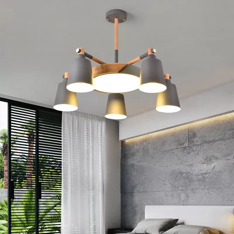 Metal Bell Hanging Light Office Restaurant Nordic Style Chandelier in Grey Finish Grey Clearhalo 'Ceiling Lights' 'Chandeliers' Lighting' options 98779_40b17fca-8259-4086-8911-f3363b9ce91c