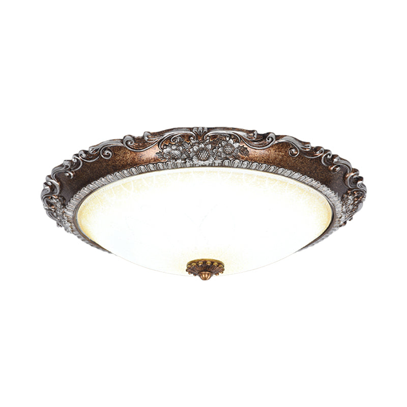 Red Brown Bowl Shaped Flush Mount Rustic Frosted Glass Living Room LED Ceiling Light Fixture Clearhalo 'Ceiling Lights' 'Close To Ceiling Lights' 'Close to ceiling' 'Flush mount' Lighting' 987837