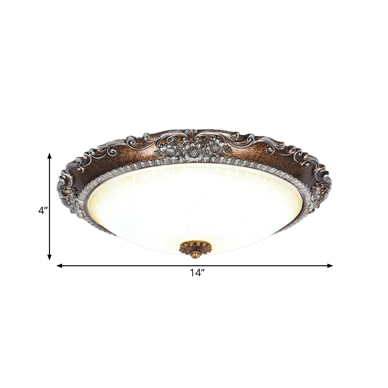 Red Brown Bowl Shaped Flush Mount Rustic Frosted Glass Living Room LED Ceiling Light Fixture Clearhalo 'Ceiling Lights' 'Close To Ceiling Lights' 'Close to ceiling' 'Flush mount' Lighting' 987838