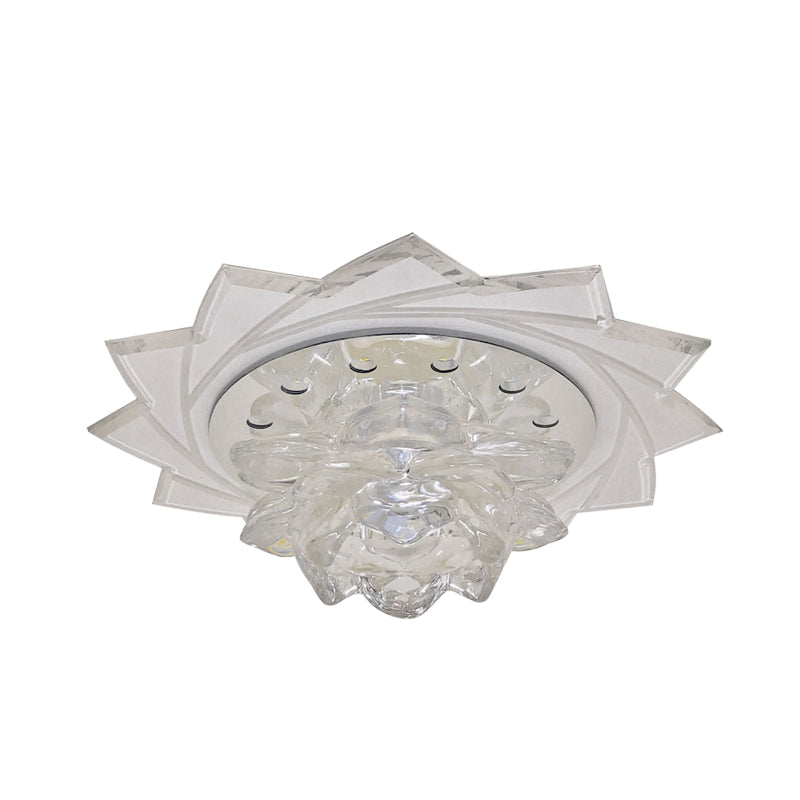 Clear Crystal Glass Lotus Ceiling Pendant Light Contemporary LED Flush-Mount Light Fixture Clearhalo 'Ceiling Lights' 'Close To Ceiling Lights' 'Close to ceiling' 'Flush mount' Lighting' 988461