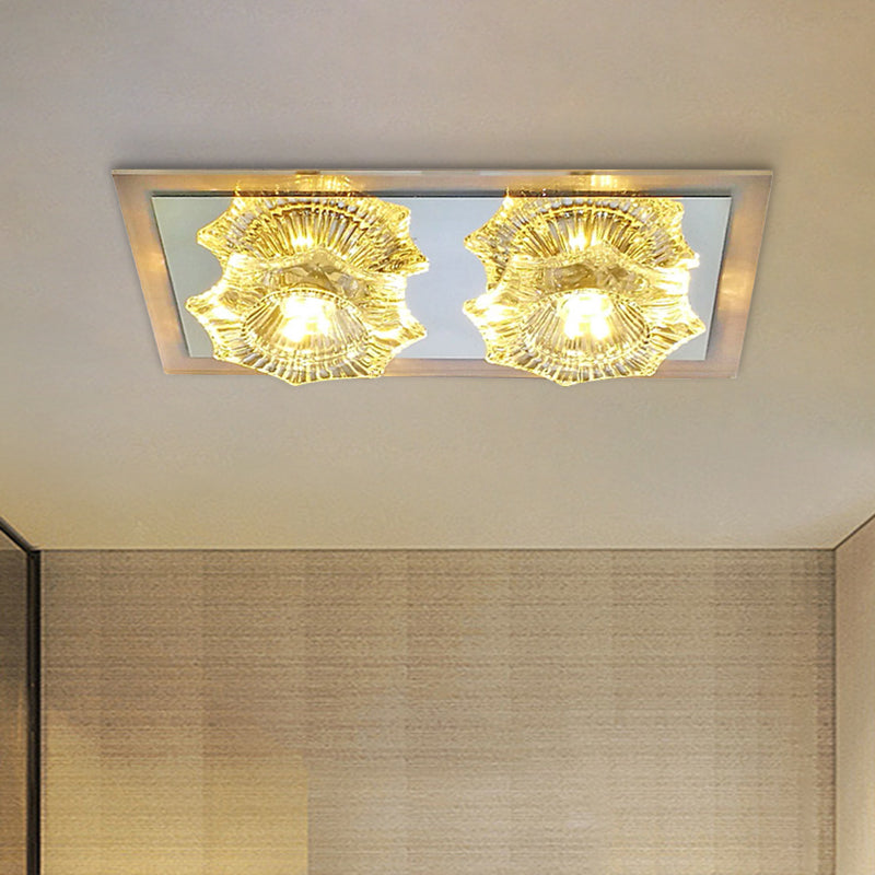 LED Faceted Clear Glass Flush Mount Simple Octagon Corridor Flush Mount Ceiling Lighting Fixture Clear Clearhalo 'Ceiling Lights' 'Close To Ceiling Lights' 'Close to ceiling' 'Flush mount' Lighting' 988499