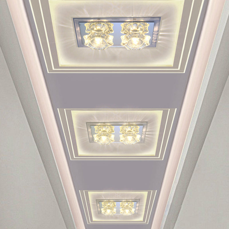 LED Faceted Clear Glass Flush Mount Simple Octagon Corridor Flush Mount Ceiling Lighting Fixture Clearhalo 'Ceiling Lights' 'Close To Ceiling Lights' 'Close to ceiling' 'Flush mount' Lighting' 988500