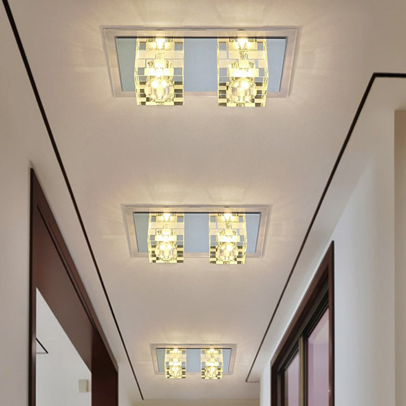 LED Faceted Clear Glass Ceiling Flush Nordic Cubic Living Room Flush-Mount Light Fixture Clearhalo 'Ceiling Lights' 'Close To Ceiling Lights' 'Close to ceiling' 'Flush mount' Lighting' 988508