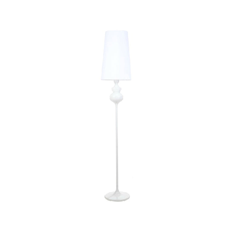 Calabash Shape Floor Reading Lamp Contemporary Metal 1 Head Black/White/Chrome Standing Light with Fabric Conical Shade Clearhalo 'Floor Lamps' 'Lamps' Lighting' 988573