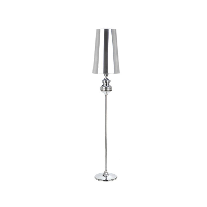 Calabash Shape Floor Reading Lamp Contemporary Metal 1 Head Black/White/Chrome Standing Light with Fabric Conical Shade Clearhalo 'Floor Lamps' 'Lamps' Lighting' 988586