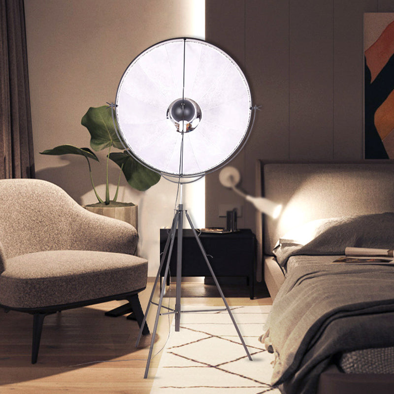 Contemporary Semi-Globe Tri-Leg Floor Light Metal 1 Bulb Photo Studio Standing Lamp in Black/White Clearhalo 'Floor Lamps' 'Lamps' Lighting' 988637