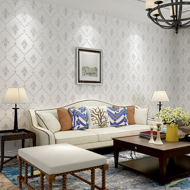 20.5"W x 33'L Scandinavian Simple Damasque Non-Pasted Wallpaper in Natural Color Beige Clearhalo 'Vintage wall decor' 'Vintage' 'Wallpaper' Wall Decor' 990307