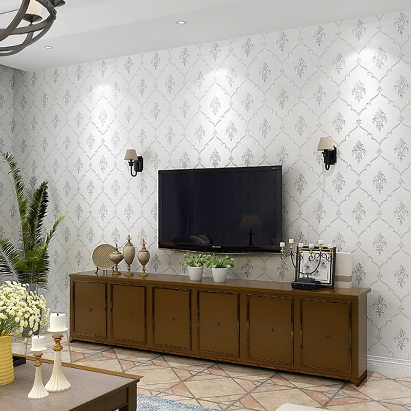 20.5"W x 33'L Scandinavian Simple Damasque Non-Pasted Wallpaper in Natural Color Clearhalo 'Vintage wall decor' 'Vintage' 'Wallpaper' Wall Decor' 990308