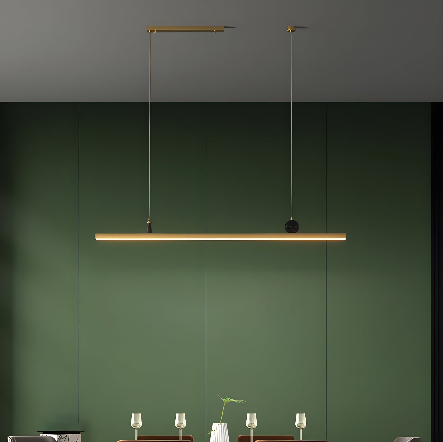 Modern Island Pendant Light with Metal Shade and Adjustable Hanging Length