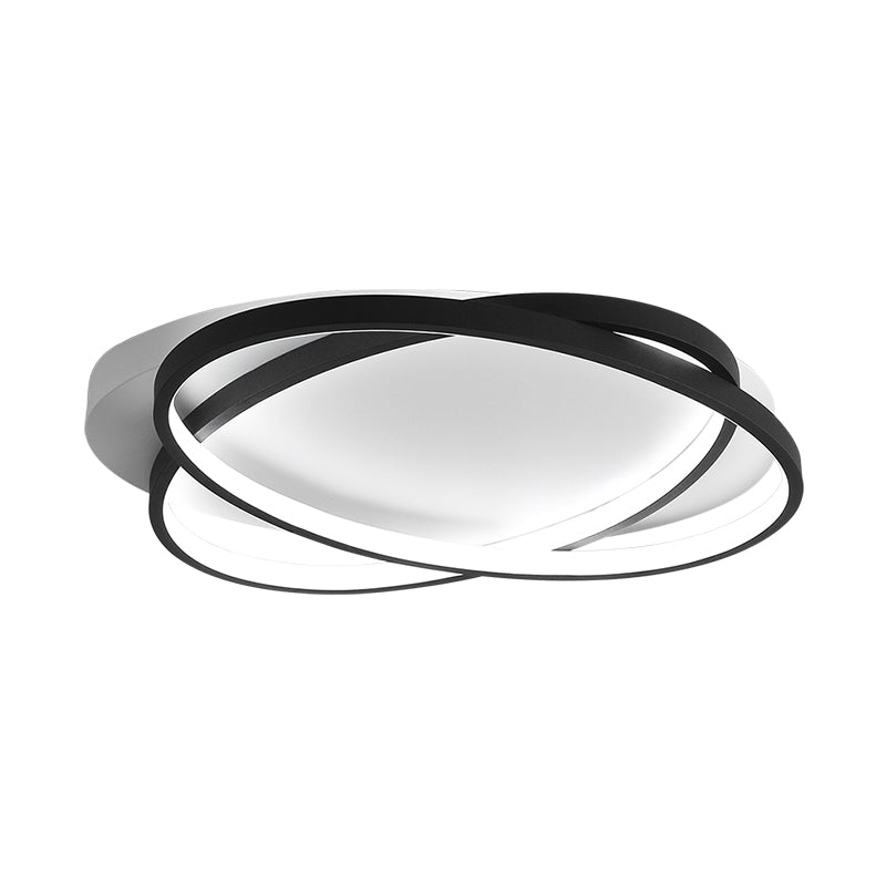 Black Ellipse Crossed Ceiling Light Modernist Acrylic Thin Flush Mount LED Lighting in Warm/White Light for Bedroom, 20.5"/25" W Clearhalo 'Ceiling Lights' 'Close To Ceiling Lights' 'Close to ceiling' 'Flush mount' Lighting' 990860
