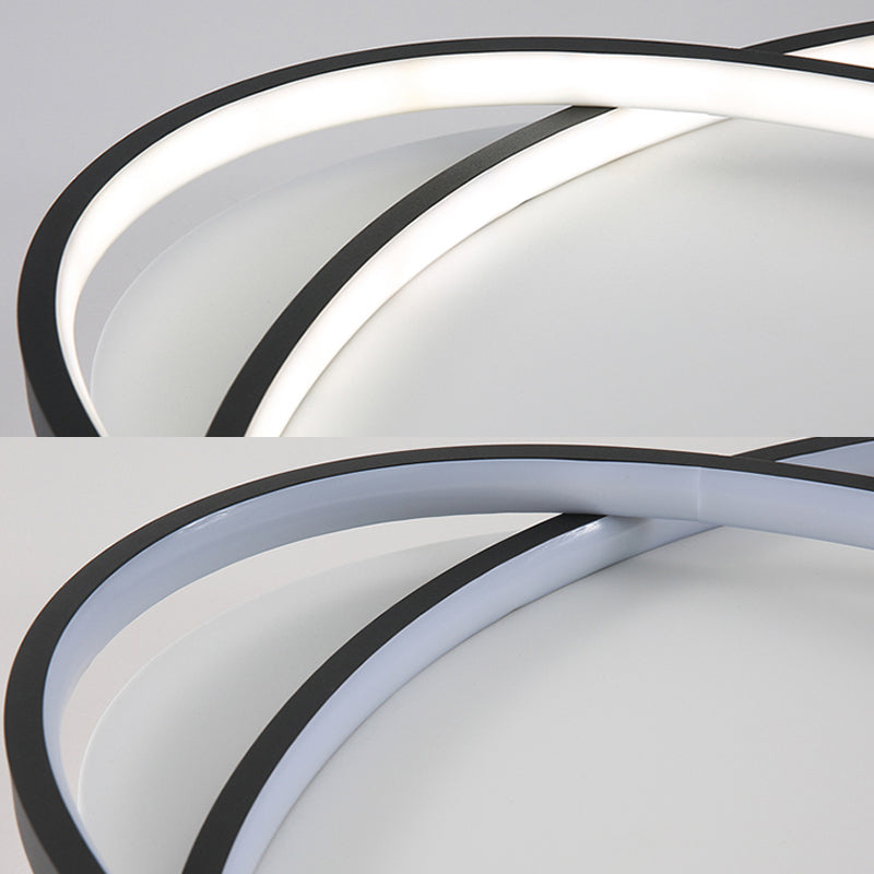 Black Ellipse Crossed Ceiling Light Modernist Acrylic Thin Flush Mount LED Lighting in Warm/White Light for Bedroom, 20.5"/25" W Clearhalo 'Ceiling Lights' 'Close To Ceiling Lights' 'Close to ceiling' 'Flush mount' Lighting' 990863