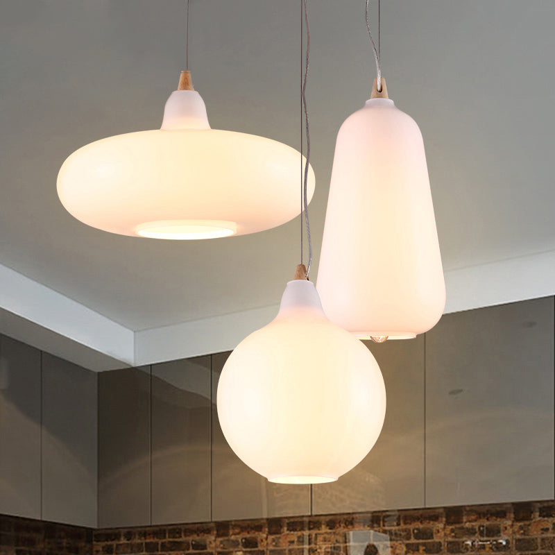 Global/Gourd/Ellipse Pendant Light Contemporary Smoky/Amber/White Glass 1 Light Dining Room Hanging Ceiling Lamp Clearhalo 'Ceiling Lights' 'Glass shade' 'Glass' 'Modern Pendants' 'Modern' 'Pendant Lights' 'Pendants' Lighting' 991281