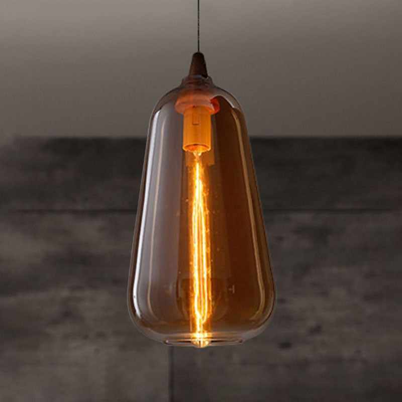 Global/Gourd/Ellipse Pendant Light Contemporary Smoky/Amber/White Glass 1 Light Dining Room Hanging Ceiling Lamp Clearhalo 'Ceiling Lights' 'Glass shade' 'Glass' 'Modern Pendants' 'Modern' 'Pendant Lights' 'Pendants' Lighting' 991292