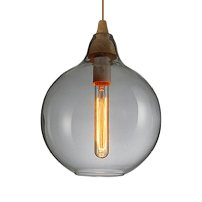 Global/Gourd/Ellipse Pendant Light Contemporary Smoky/Amber/White Glass 1 Light Dining Room Hanging Ceiling Lamp Clearhalo 'Ceiling Lights' 'Glass shade' 'Glass' 'Modern Pendants' 'Modern' 'Pendant Lights' 'Pendants' Lighting' 991322