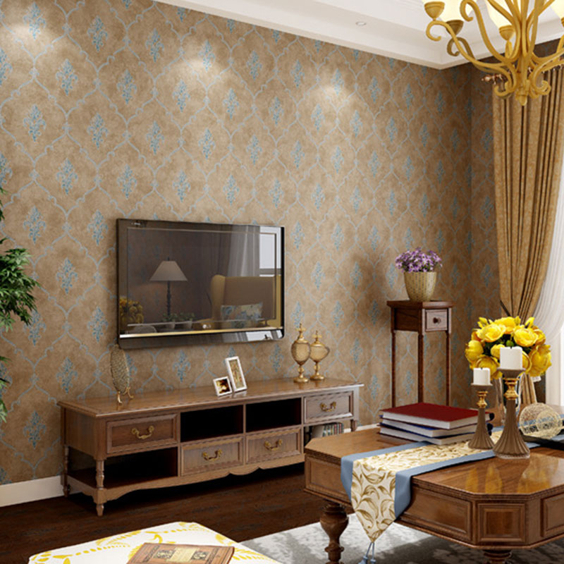 Harlequin and Blossom Wall Covering for Accent Wall in Soft Color, Non-Pasted, 20.5 in x 33 ft Yellow Clearhalo 'Vintage wall decor' 'Vintage' 'Wallpaper' Wall Decor' 991680