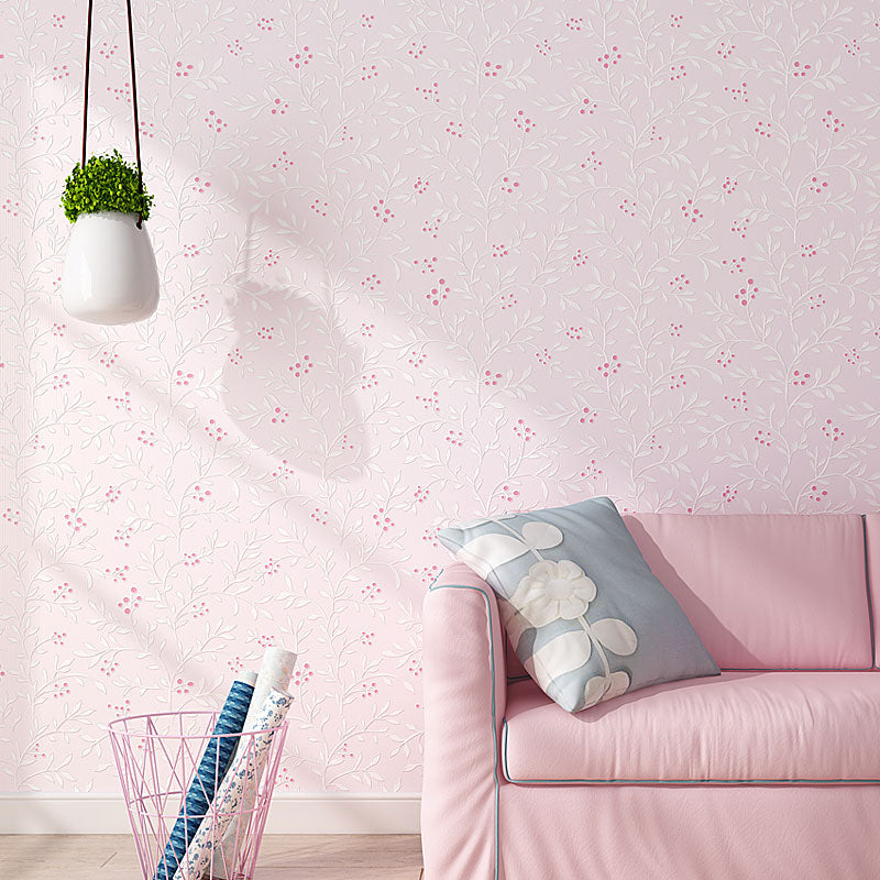 Dense Flower Design Wall Covering 900 Wallpaper for Home Decoration, 31' x 20.5", Non-Pasted Light Pink Clearhalo 'Country wall decor' 'Rustic' 'Wallpaper' Wall Decor' 991827