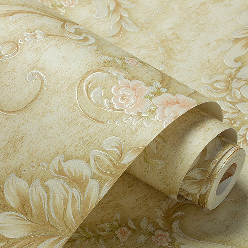 20.5" x 33' Luxury Wallpaper Roll for Accent Wall with Damask Design in Natural Color, Non-Pasted Clearhalo 'Vintage wall decor' 'Vintage' 'Wallpaper' Wall Decor' 992044