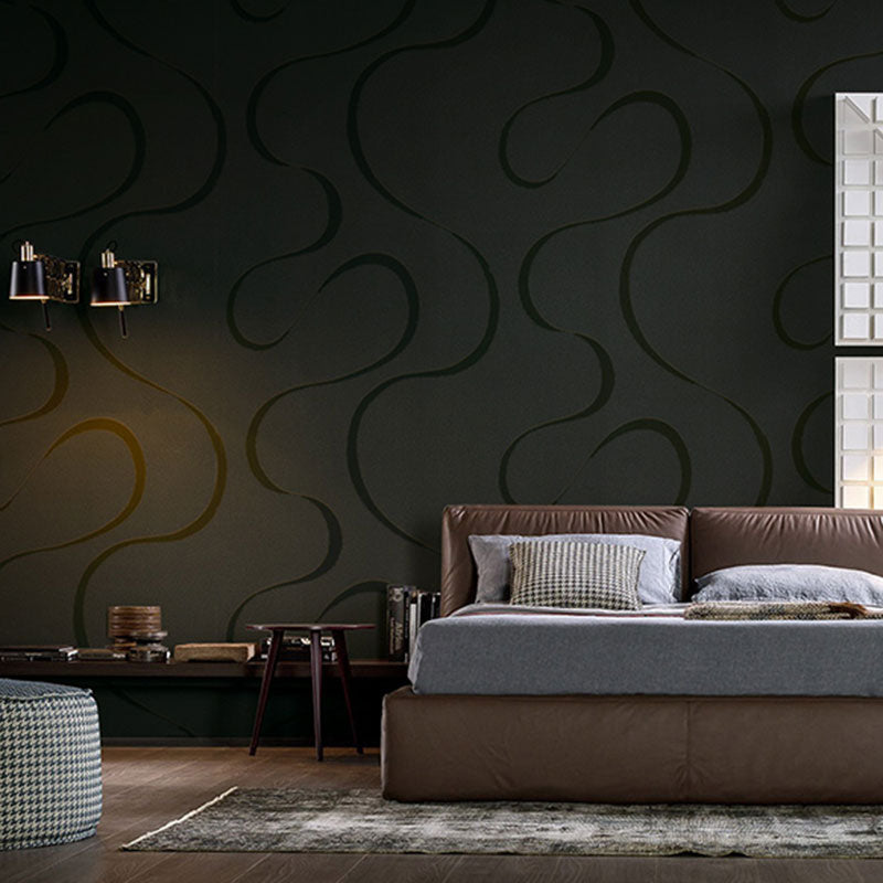 Simple Waving Lines Wall Art fin Neutral Color Guest Room Wallpaper Roll, 33' by 20.5" Clearhalo 'Wall Decor' 'Wallpaper' 992251