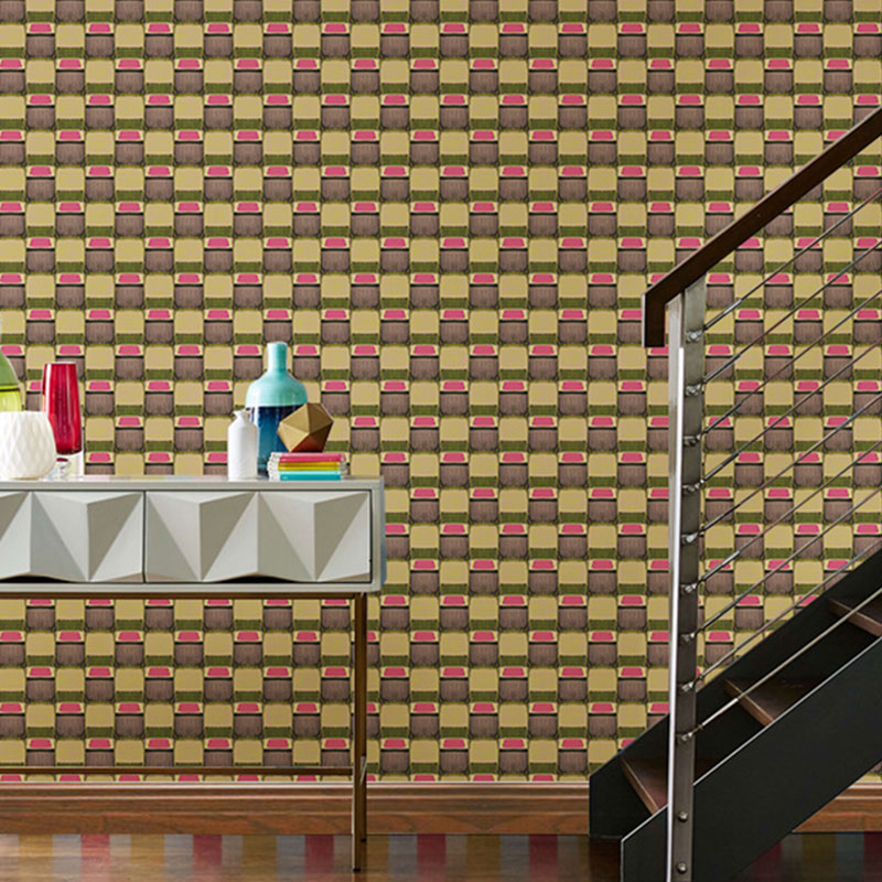 Nordic Geometries Wallpaper Roll for Bathroom Decoration Lines Wall Art, 57.1 sq ft. Yellow Clearhalo 'Wall Decor' 'Wallpaper' 992348