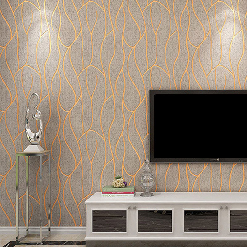 Simple Waving Stripes Wallpaper Roll for Accent Wall Abstract Wall Art, Non-Pasted, 20.5 in x 33 ft Coffee Clearhalo 'Wall Decor' 'Wallpaper' 992501