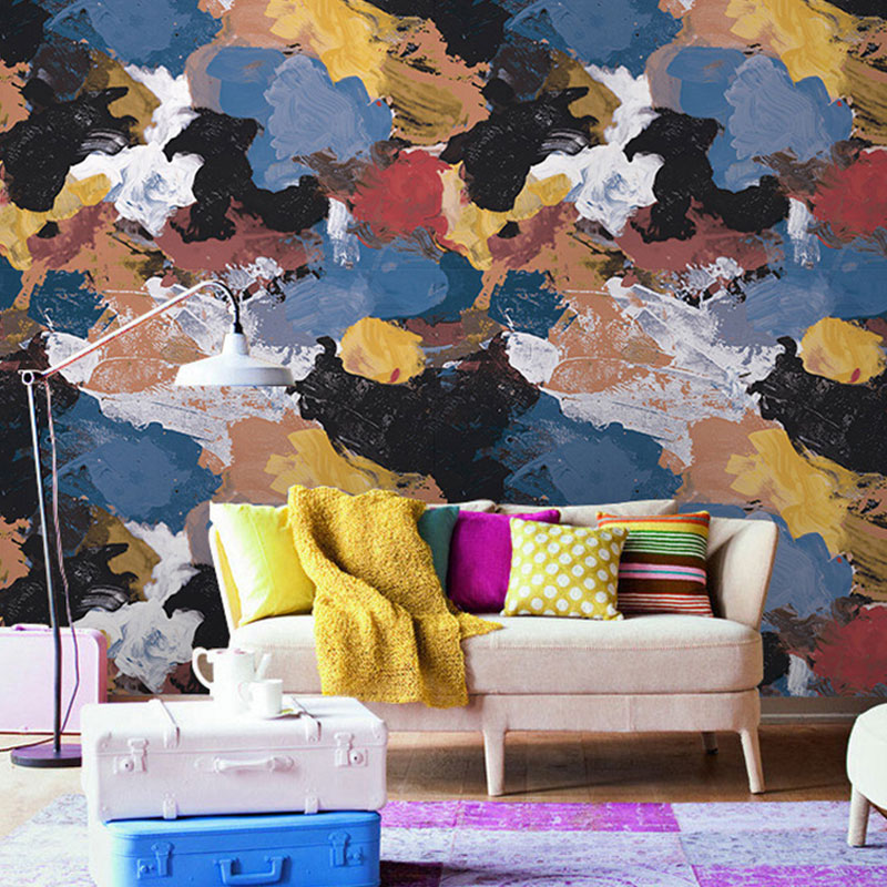 Oil Painting Wallpaper Roll for Gallery Decoration, Dark Blue, 20.5-inch x 33-foot Clearhalo 'Wall Decor' 'Wallpaper' 992707