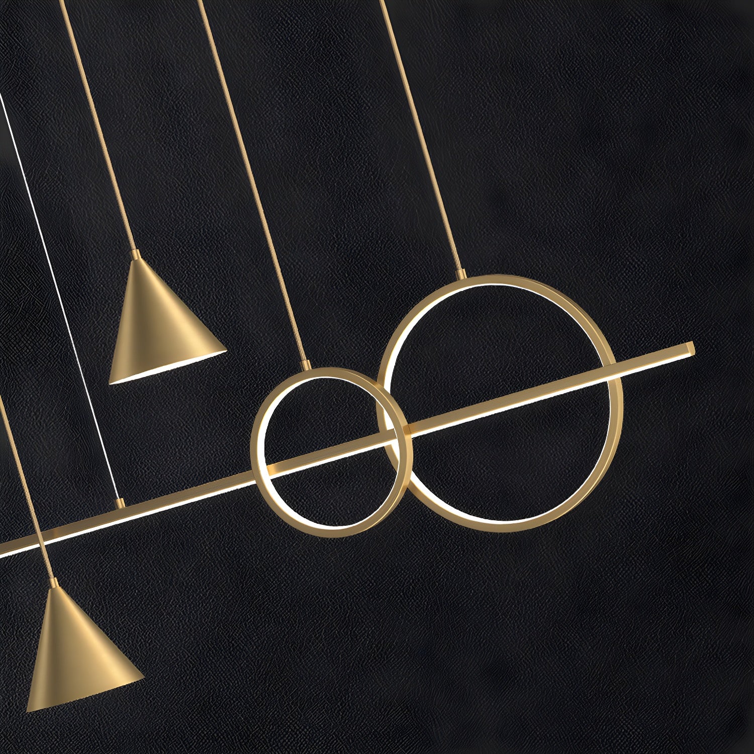 Modern Brass Island Light with 5 Lights and Adjustable Hanging Length