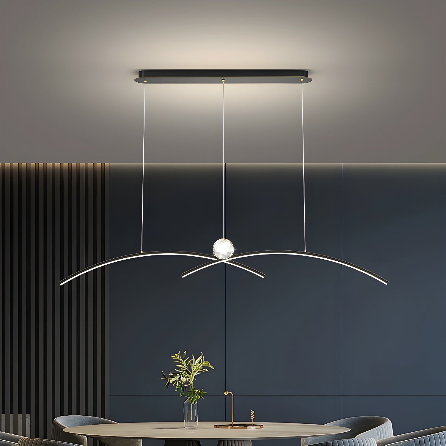 Modern Crystal Island Light with 3 Lights and Adjustable Hanging Length