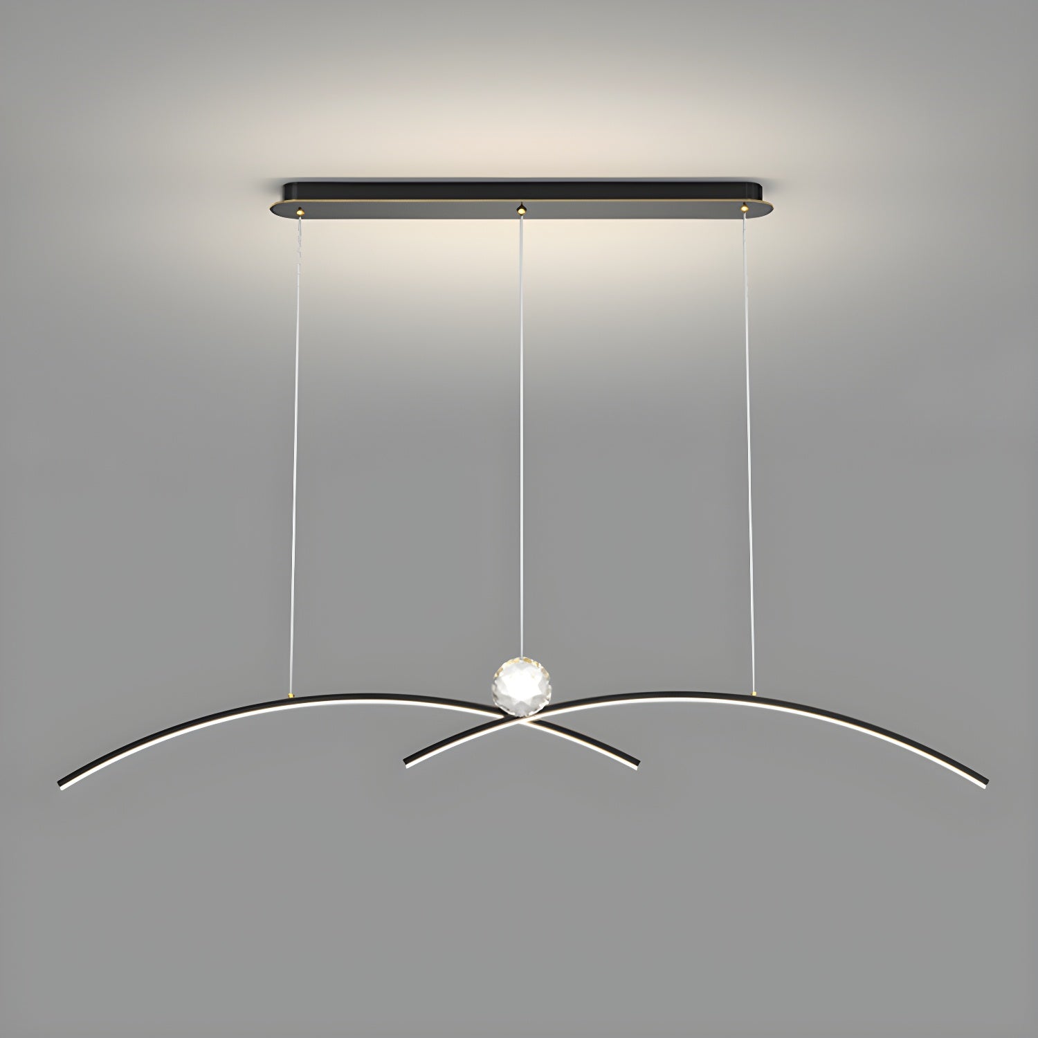 Modern Crystal Island Light with 3 Lights and Adjustable Hanging Length