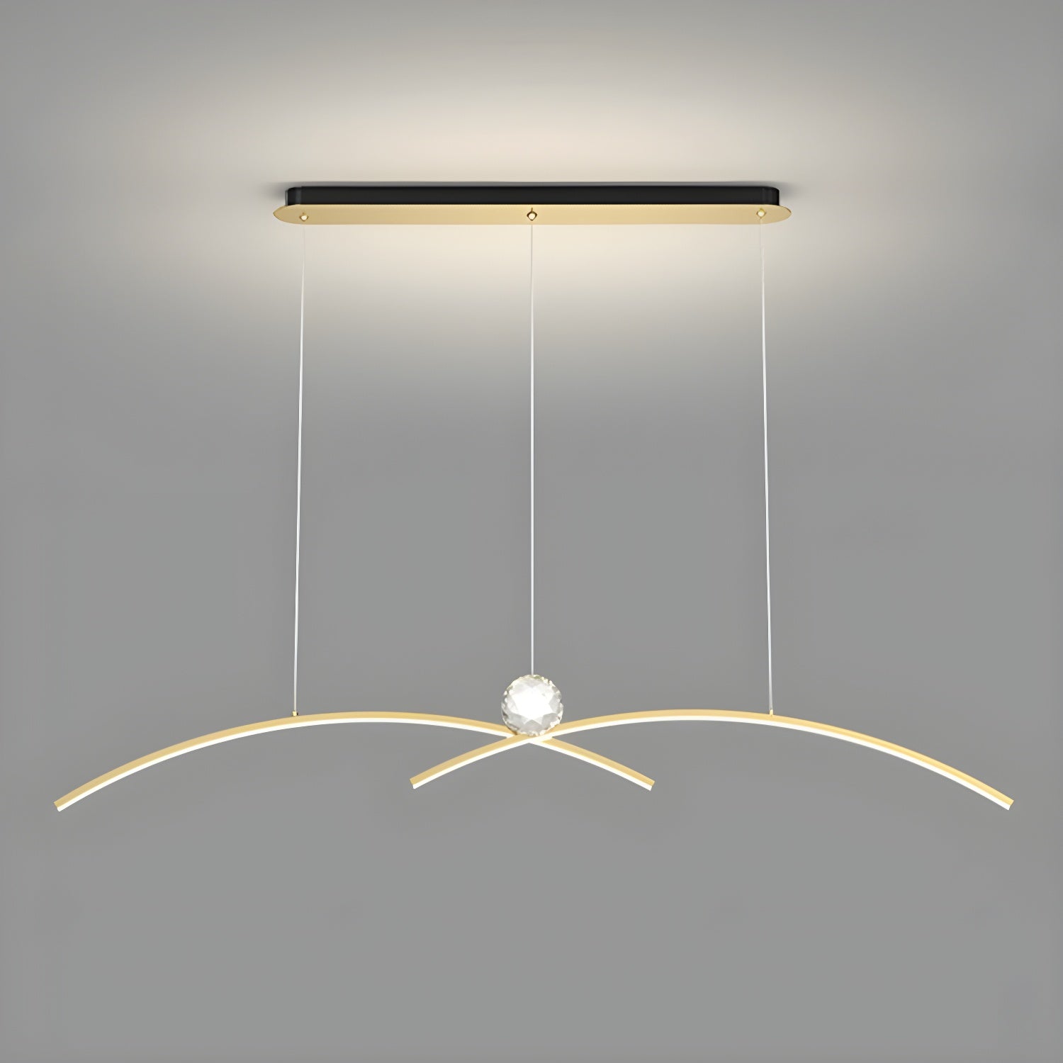 Modern Crystal Island Light with 3 Lights and Adjustable Hanging Length