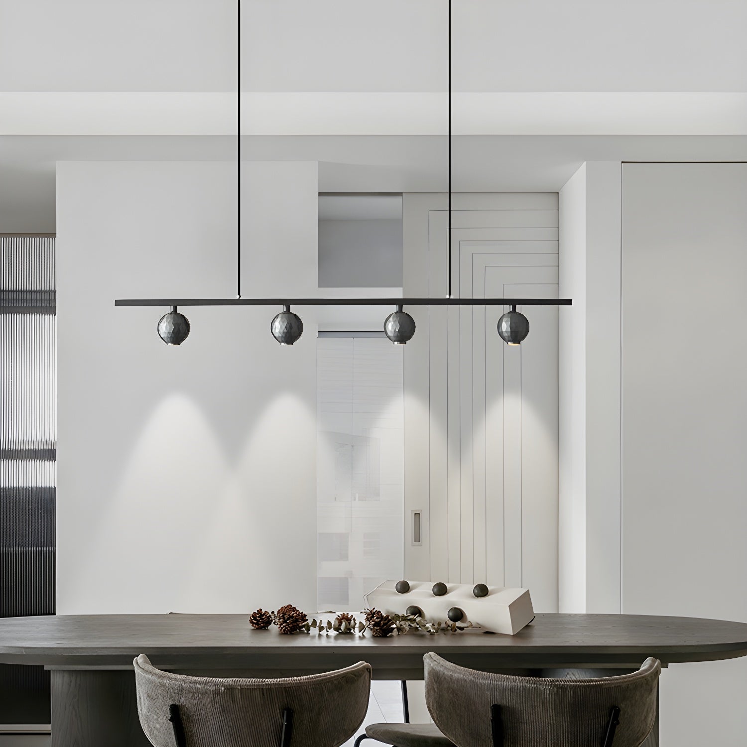 Modern LED Island Light with 4 Lights Globe Shape Adjustable Hanging Length