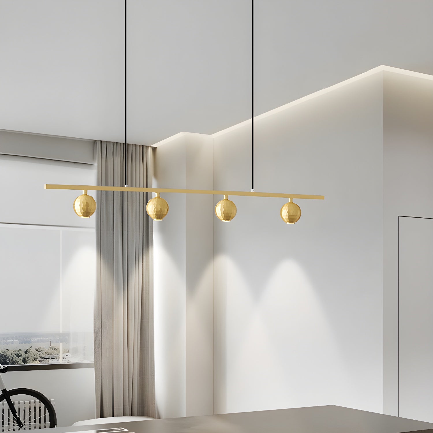 Modern LED Island Light with 4 Lights Globe Shape Adjustable Hanging Length