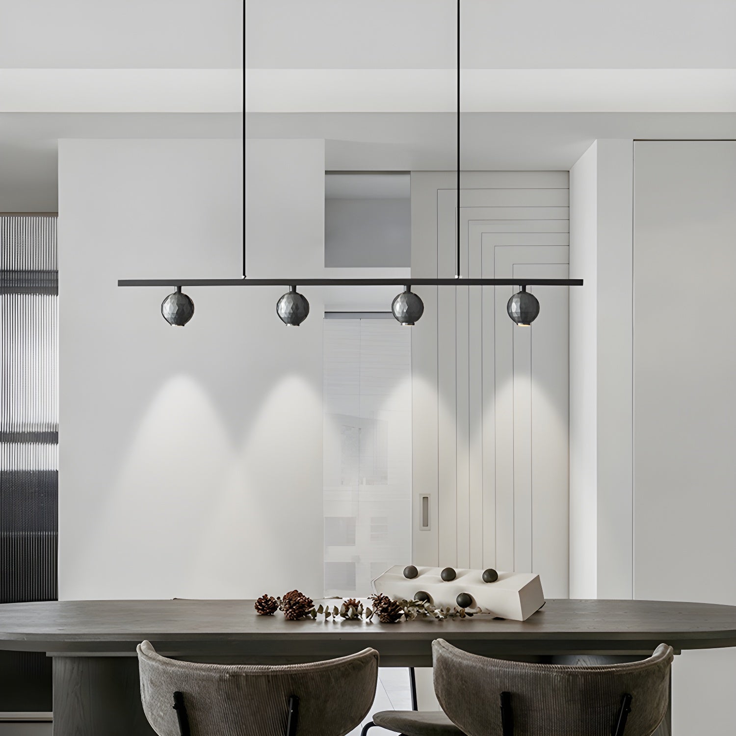 Modern LED Island Light with 4 Lights Globe Shape Adjustable Hanging Length