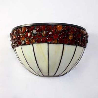 2 Lights Bowl Wall Mount Light Loft Retro Stained Glass Wall Sconce Lighting for Corridor Clearhalo 'Industrial' 'Middle century wall lights' 'Tiffany wall lights' 'Tiffany' 'Wall Lamps & Sconces' 'Wall Lights' Lighting' 99860