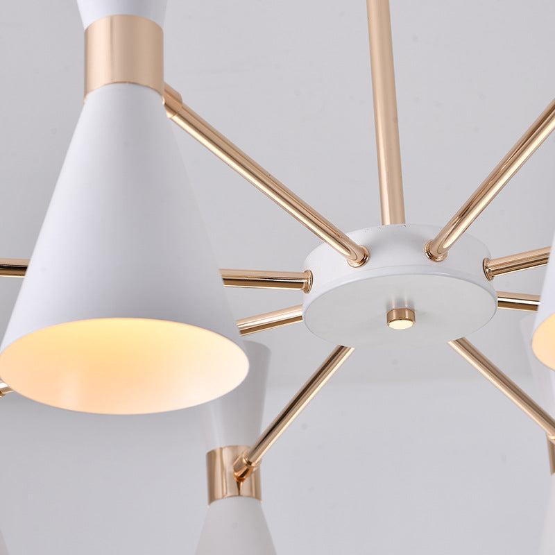 Drum Metallic Ceiling Chandelier Modernism 6 Lights White and Gold Radial Pendant Light Kit Clearhalo 'Ceiling Lights' 'Chandeliers' 'Modern Chandeliers' 'Modern' Lighting' O1CN01o9aSbh1fVXfoiMyix__2970184012-0-cib
