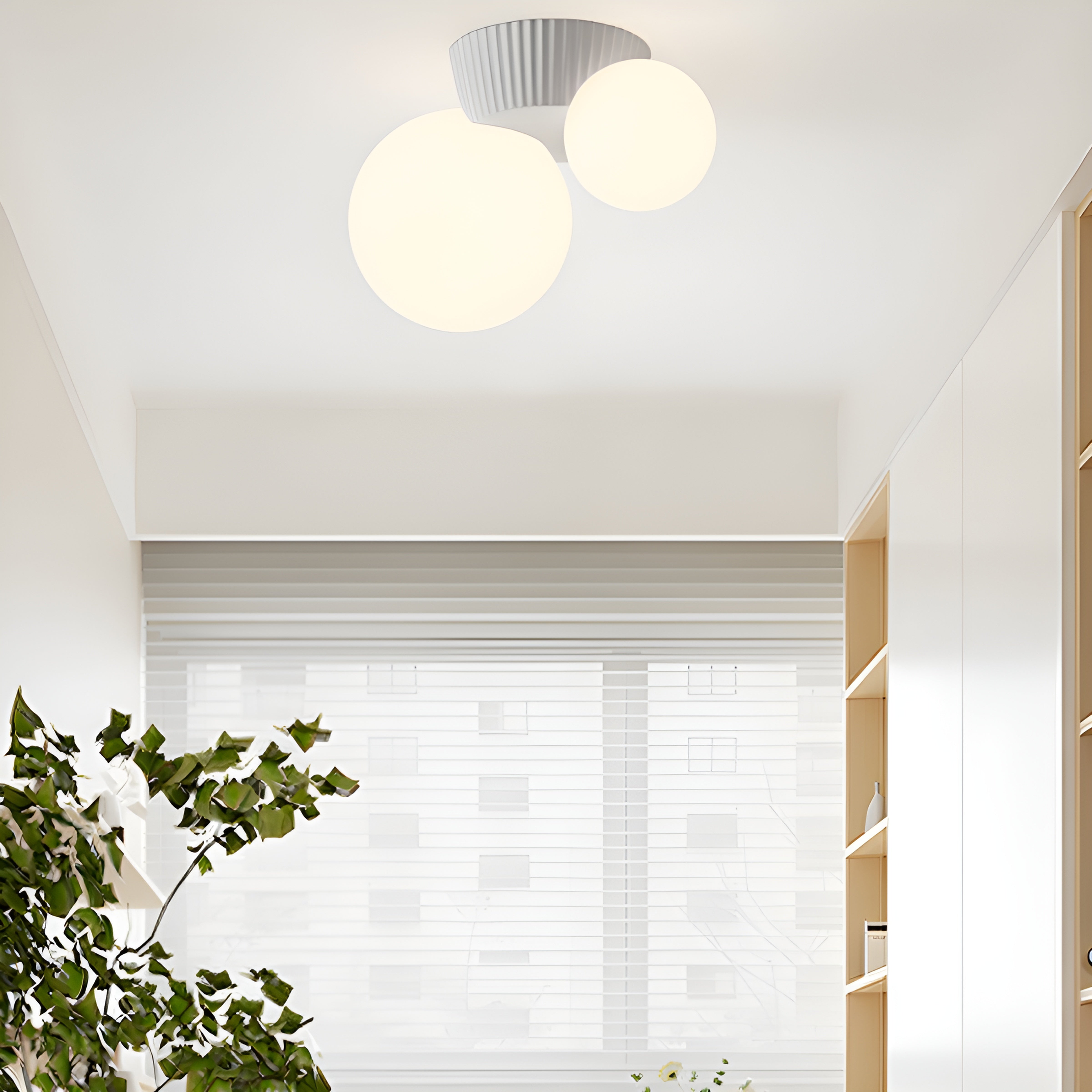 Contemporary Resin Flush Mount Ball Ceiling Light with White Globe Shade