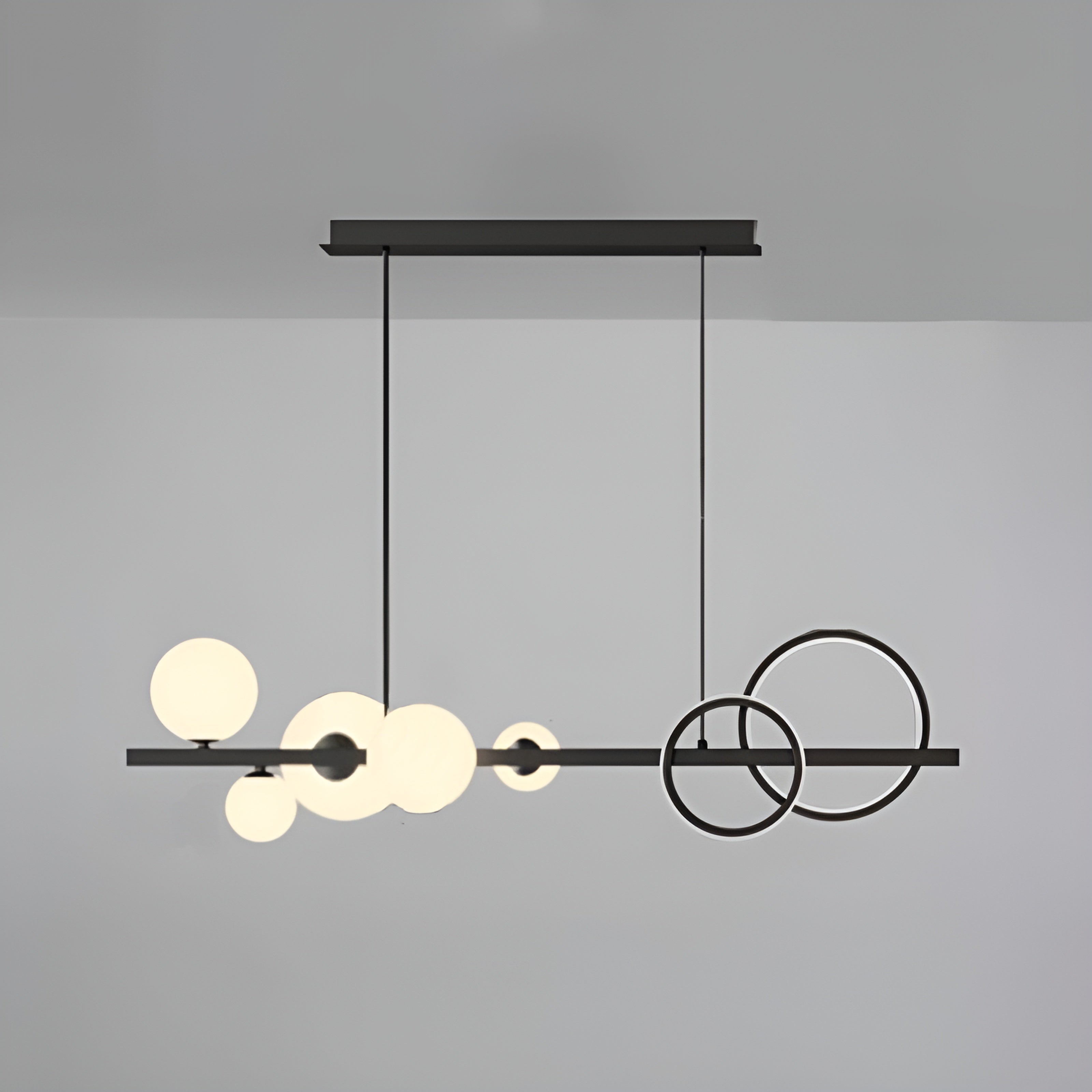 Contemporary Globe Glass Hanging Pendant Lights in Black for Dining Room